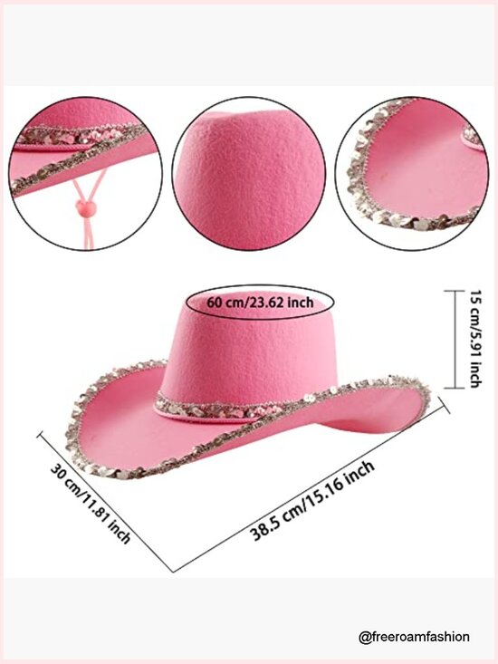 4 Pack Sequin Cowboy Hats for Women Fancy Dress Accessory Party main image 4
